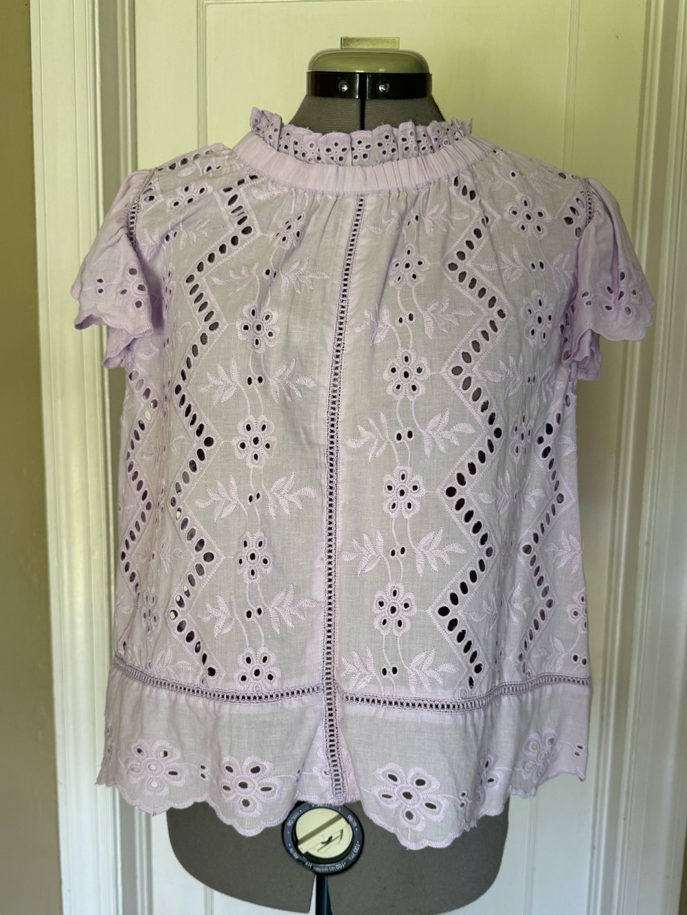 Jennifer & Grace Eyelet Embroidered Lavender Blouse